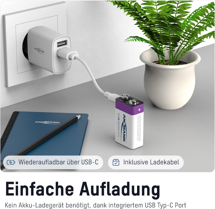 Actual product image Ansmann Premium Rechargeable (1 pcs., 9V Block, 400 mAh)