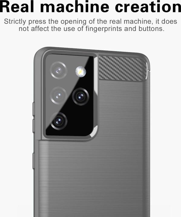 Actual product image Cadorabo TPU Ultra Slim carbon stainless steel Combi Cover (Samsung Galaxy S21 Ultra)