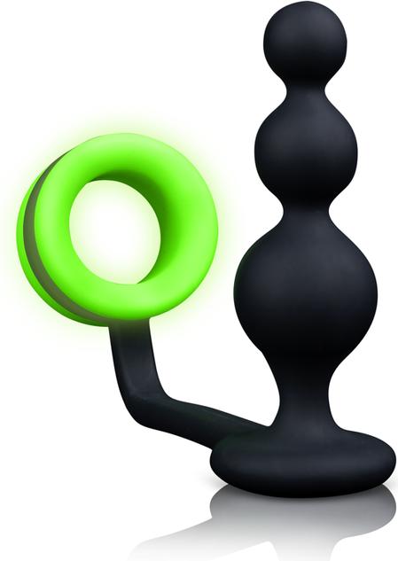 Produktbild Ouch! Beads Butt Plug with Cock Ring - Glow in the Dark