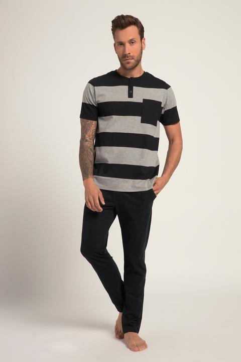 Produktbild JP1880 Schlafanzug, Homewear, OEKO-TEX, Zweiteiler, T-Shirt mit Ringeln, lange Hose (4XL)