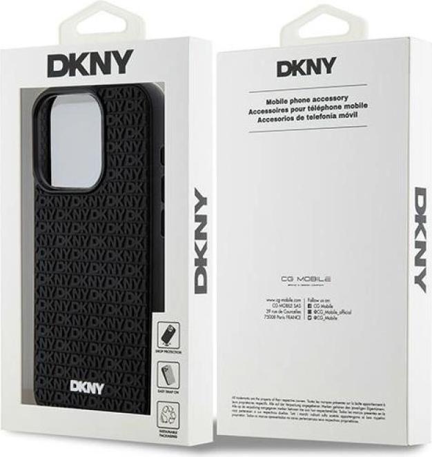 Actual product image DKNY DKHCP15X3DRPWK iPhone 15 Pro Max 6.7" czarny/black hardcase 3D Rubber Repeat Pattern (Apple iPhone 15 Pro Max)