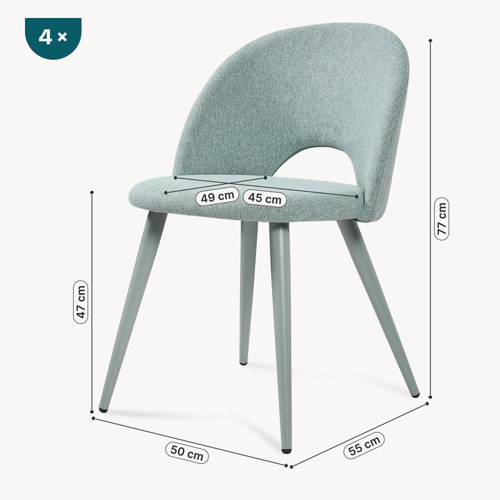 Image du produit En.Casa Esszimmerstuhl Karijoki 4er Set Webstoff Hellgrün