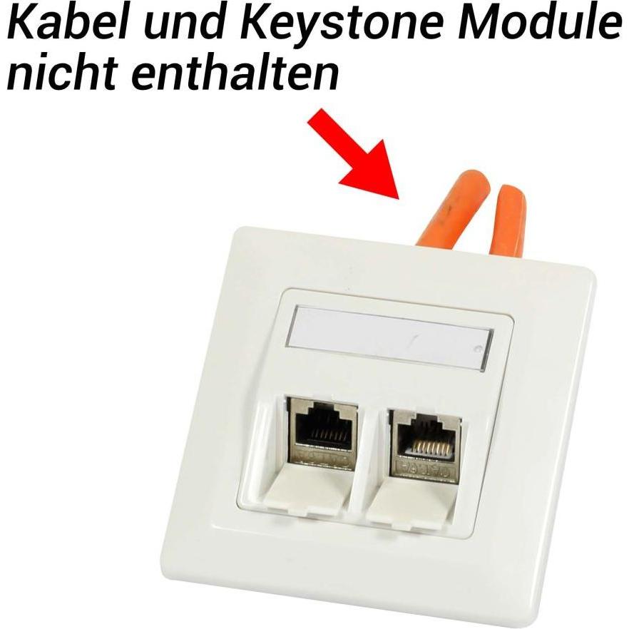 Synergy 21 Keystone, Modulträger, UP Dosen für 2xTP-Modul, Reinweiss, Eckiger Aussenrahmen, Netzwerk Zubehör