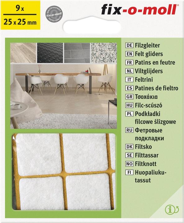 Produktbild Fix-o-moll Filzgleiter 3 mm / 25 x 25 mm 9 x (Filzgleiter, 9 Stk.)