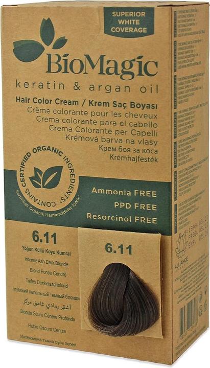 Biomagic Hair Color 6/11 Intense Ash Dark Blonde 250g (6, 11 Intense dark ash blonde)
