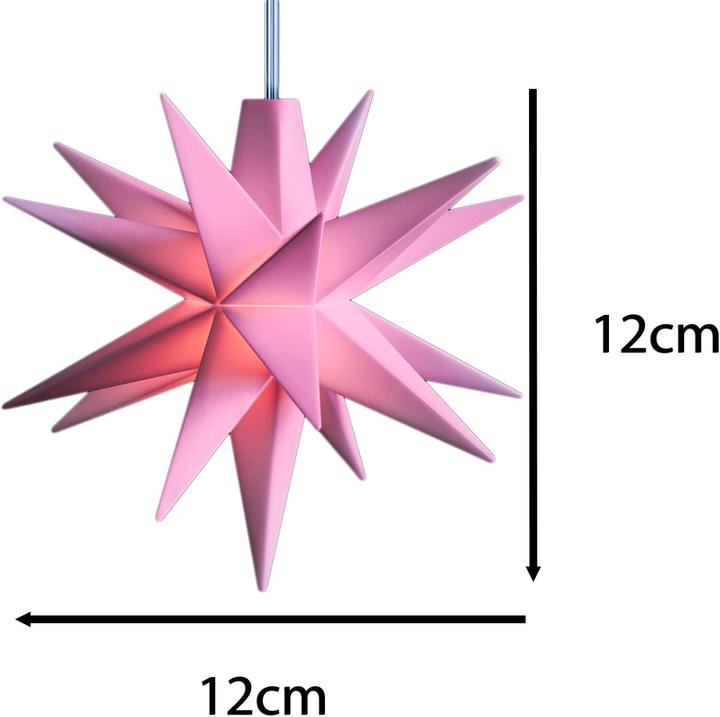 Produktbild Novaliv 2er Sparset Weihnachtssterne LED Dekosterne 12cm ROSA 6h Timerfunktion nur Innen mit 1,5m