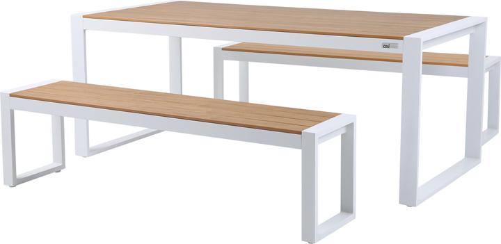 Axi Tony Gartentisch mit 2 Bänken Weiss mit Polywood in Teakholz- (190 cm)