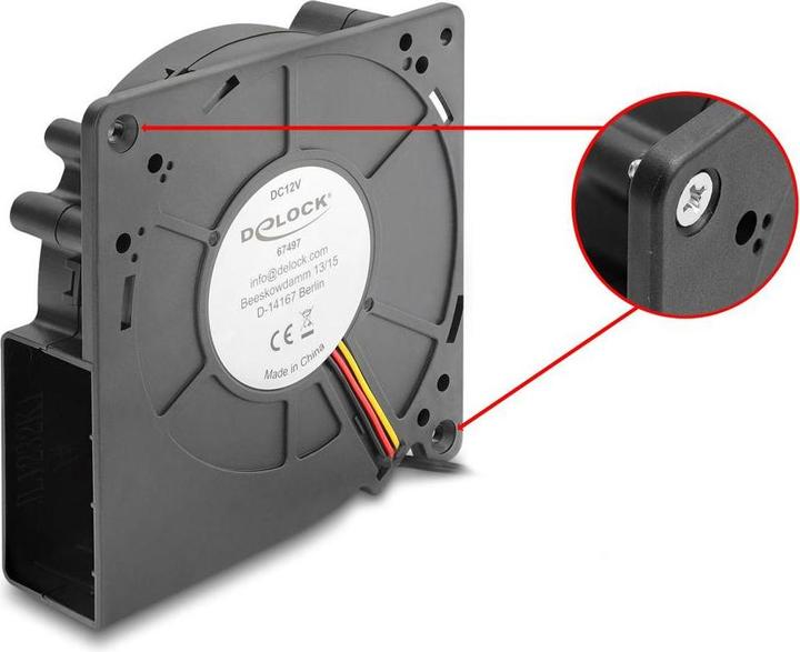 Produktbild Delock Radiallüfter / Lüftergebläse 12 V DC 120 x 120 x 33 mm mit 3-Pin Lüfteranschluss, schwarz (120 mm)
