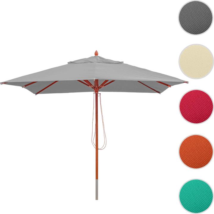 Image du produit Swisshandel24 Gastronomie Parasol en bois, Parasol de jardin, Polyester/bois 14kg, carré 3x3m corde antichoc - h (3 m)