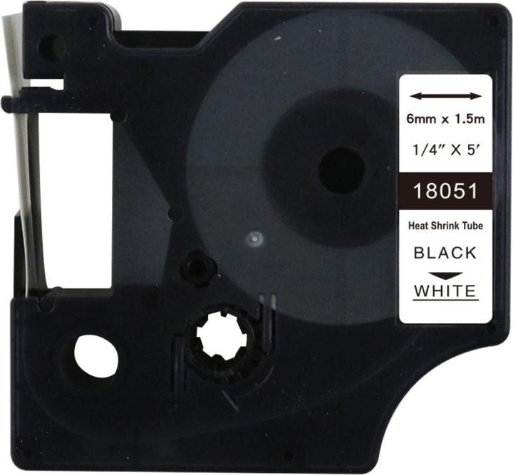 Produktbild Hermex Alternative Schrumpfetiketten zu Dymo 18051 / S0718260 (0.60 cm, Schwarz, Weiss)