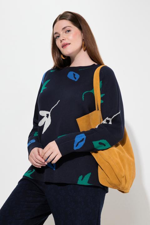 Produktbild Ulla Popken Pullover, Blätter, U-Boot-Ausschnitt, Langarm (46, 48)