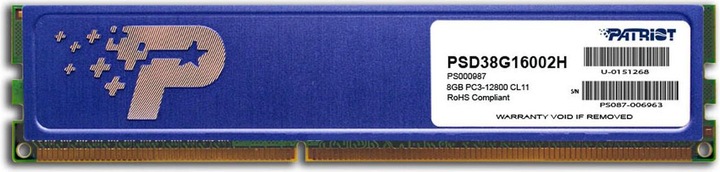 Immagine prodotto Patriot Linea Signature, DDR3, 8GB, 1600MHz (1 x 8GB, 1600 MHz, DDR3-RAM, DIMM)