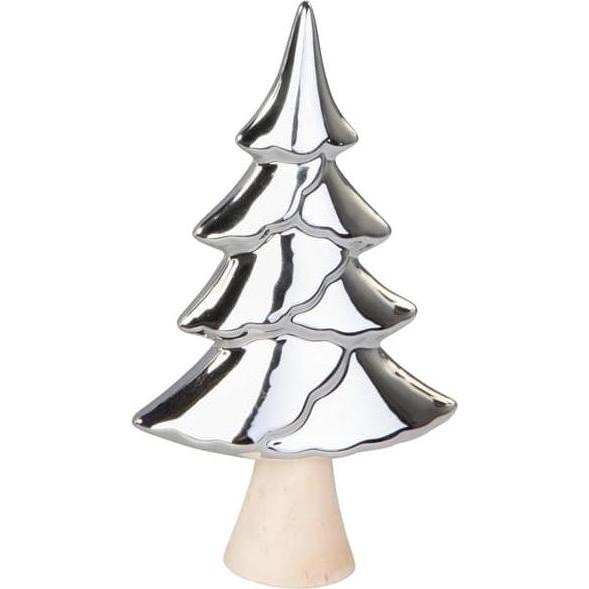 Thumbnail - MICA Living, Weihnachtsdeko, Baum silber/braun - aus Dolomit und Holz - ca. 16 x 7 x 28,5 cm