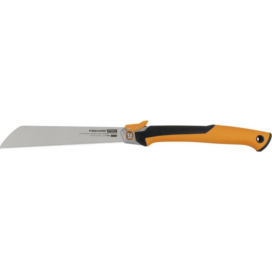 Fiskars, Handsäge, Pro Klappbare Zugsäge, Sägeblattlänge: 25 cm, 13 TPI, Schwarz/Orange, PowerTooth, 1062933