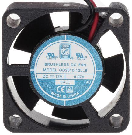 Produktbild RS PRO DC axial fan, 25x10mm 2.47cu.m/h 12V