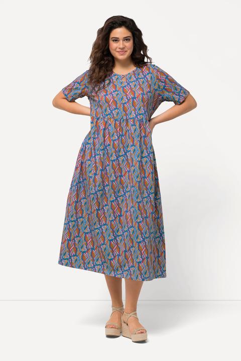 Actual product image Ulla Popken Geometric Print Short Sleeve Jersey Dress (46, 48)