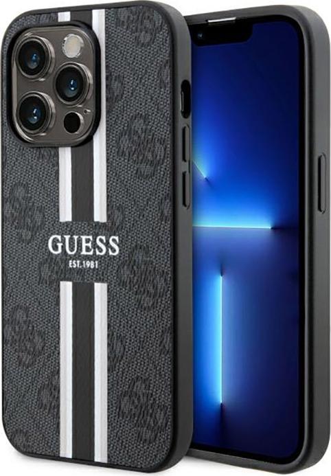 Actual product image Guess GUHMP14LP4RPSK iPhone 14 Pro 6.1" czarny/black hardcase 4G Printed Stripes MagSafe (Apple iPhone 14 Pro)