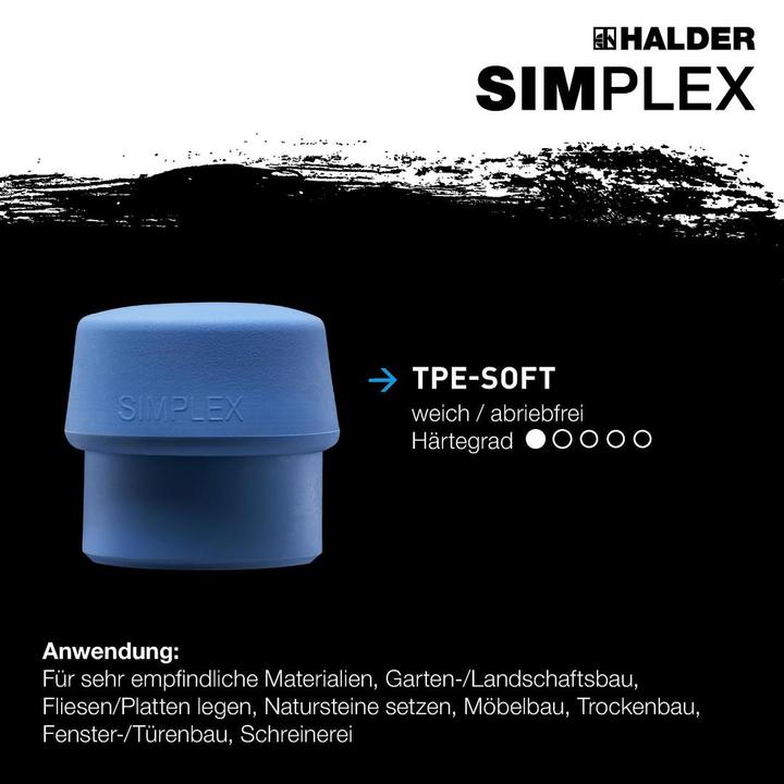 Image du produit Halder Tête de marteau SIMPLEX Ø 60 mm TPE-soft bleu souple