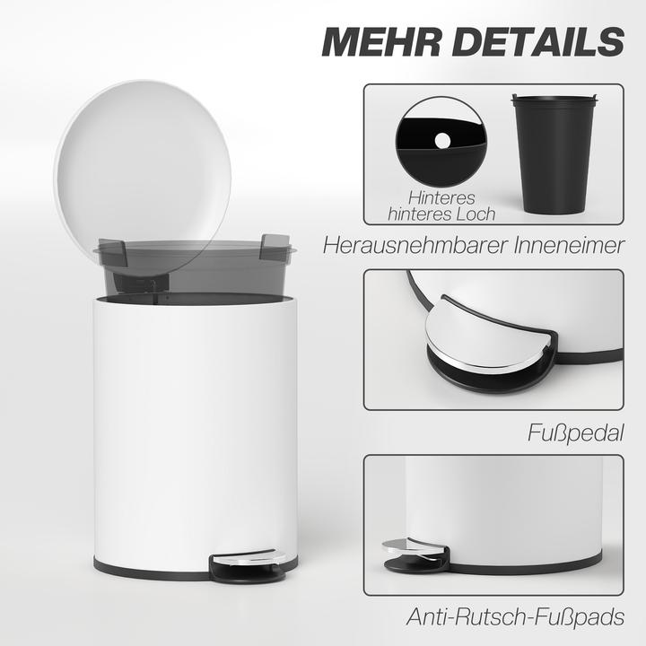 Immagine prodotto Homcom Mülleimer Metall, Kunststoff Cremeweiss (20 l)