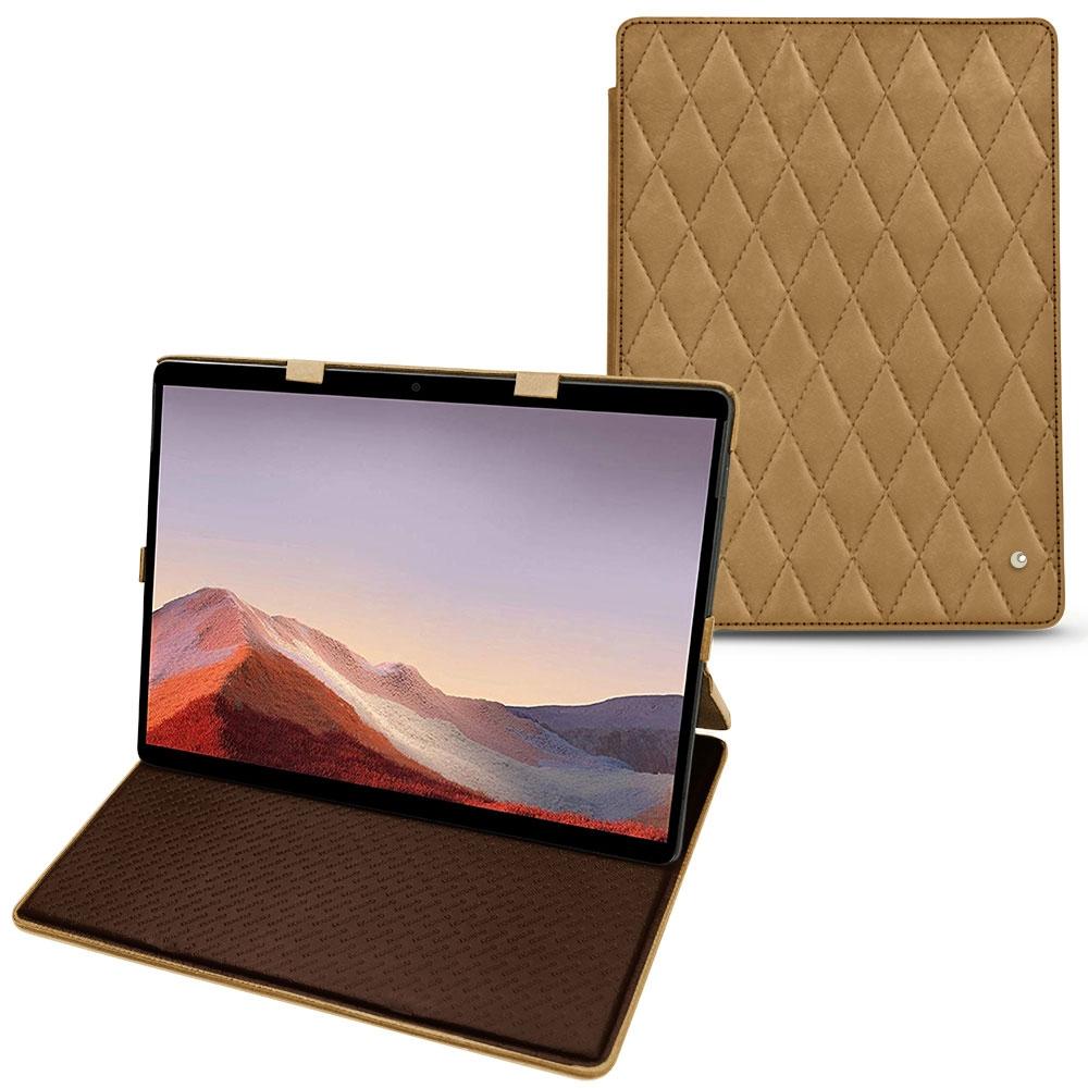 Noreve Lederschutzhülle vertikal (Microsoft Surface Pro X), Tablet Hülle, Braun