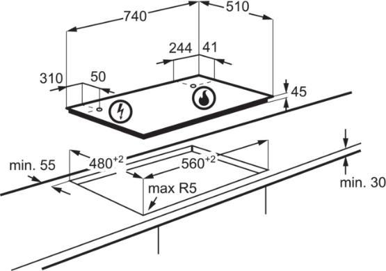 Actual product image Electrolux EGG7536K Gas Hob on Glas