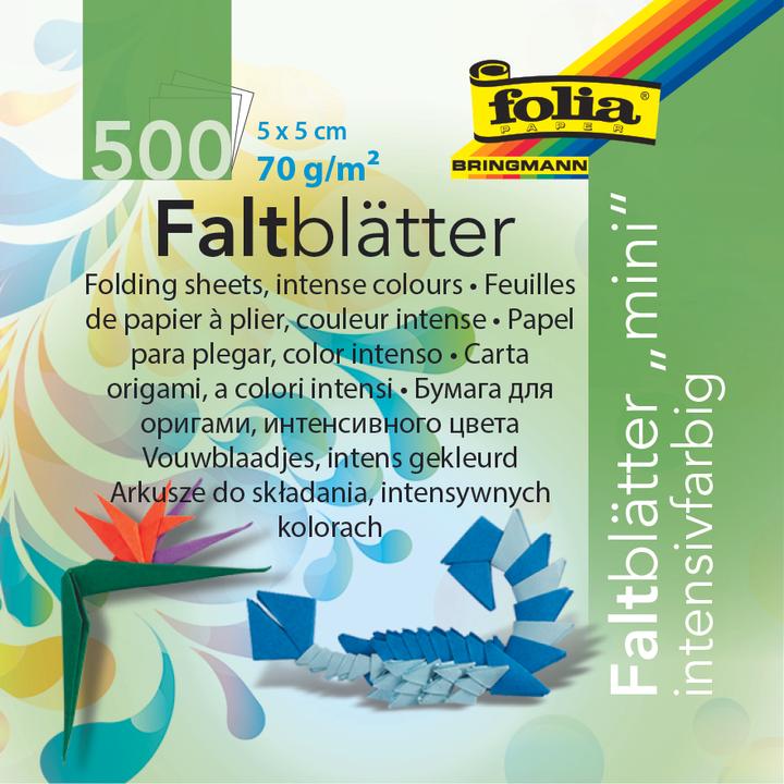Image du produit Folia Dépliants Mini 5x5cm 500 feuilles, 10 couleurs (70 g/m², 500x)