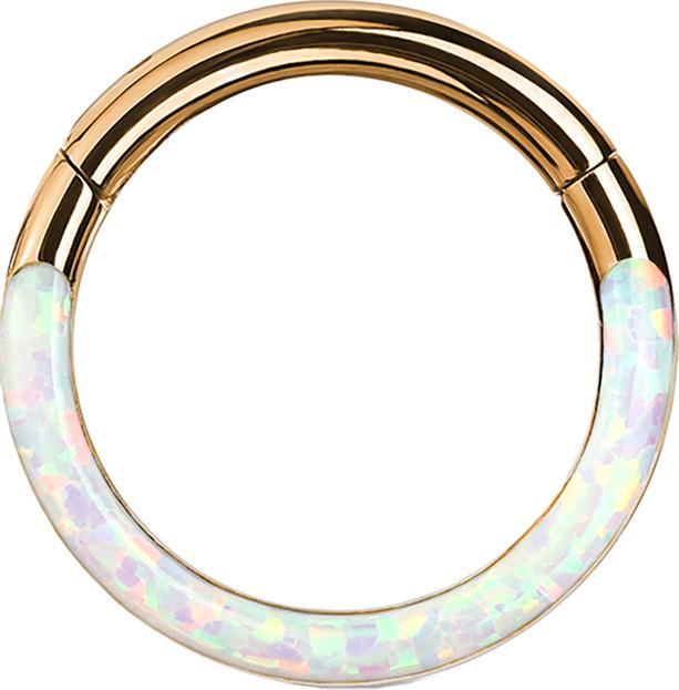 Produktbild Star Piercing Micro Segmentring klappbar rosegold front Opal streifen weiss (ohne Messing, Chirurgenstahl 316L)