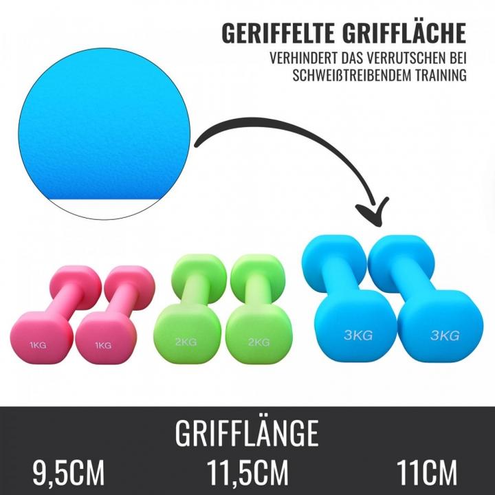 Image du produit Gorilla Sports Coffret d'haltères (2 x 1 kg, 2 x 2 kg, 2 x 3 kg)