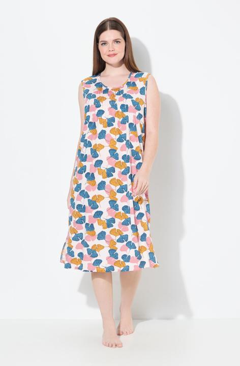 Immagine prodotto Ulla Popken Camicia da notte dal taglio smanicato in cotone biologico con ginkgo e scollo a girocollo (54)