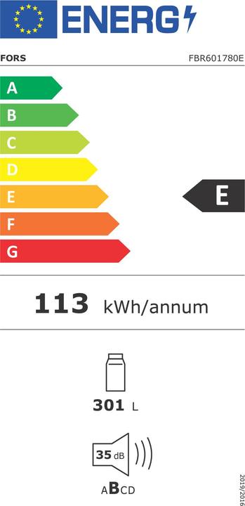 Energy Label Fors Refrigerator built-in FBR601780E (301 l)