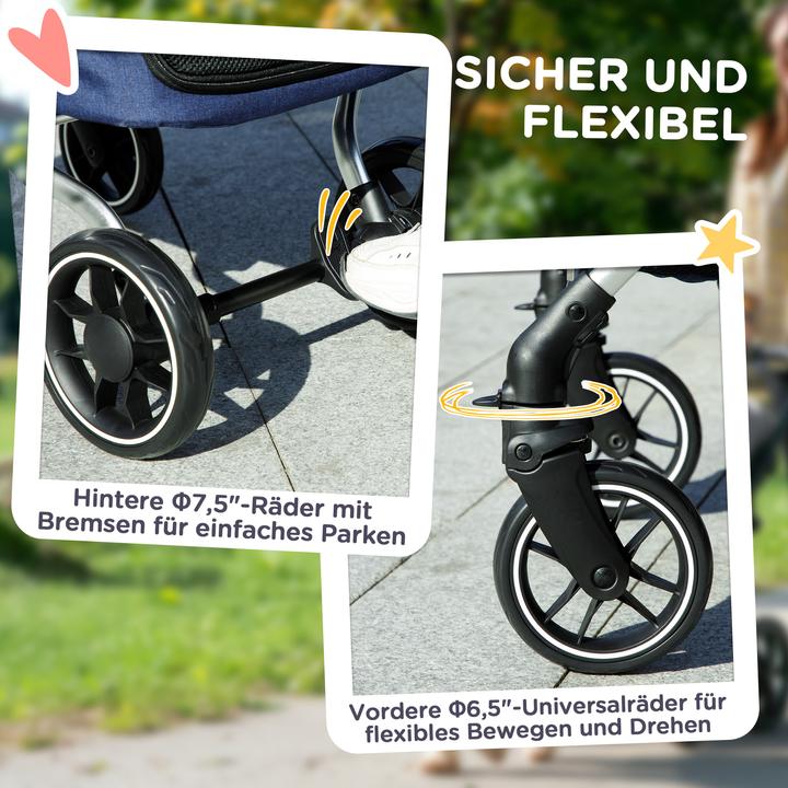 Actual product image PawHut Hundewagen Polyester, Aluminium Blau (Cat, Dog, Foldable, Washable)