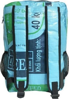Image du produit Bekos Upcycling - Tagesrucksack aus recycelten Fischfuttersäcke blau / grün