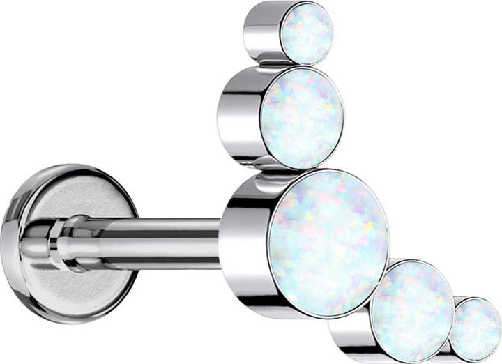 Immagine prodotto Star Piercing Labret Micro Threadless argento cinque opali bianco (senza ottone, Titanio)