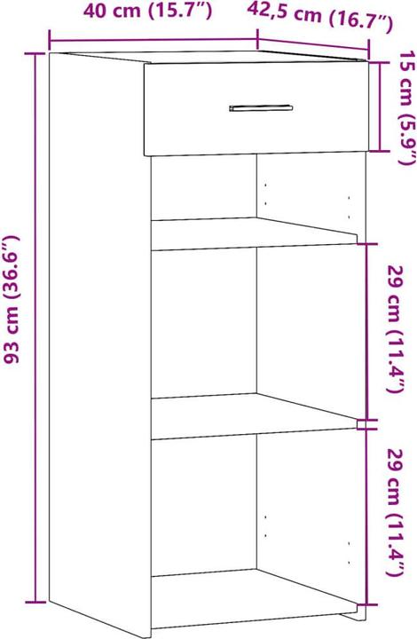 Produktbild vidaXL Sideboard (40 x 42.5 x 93 cm)