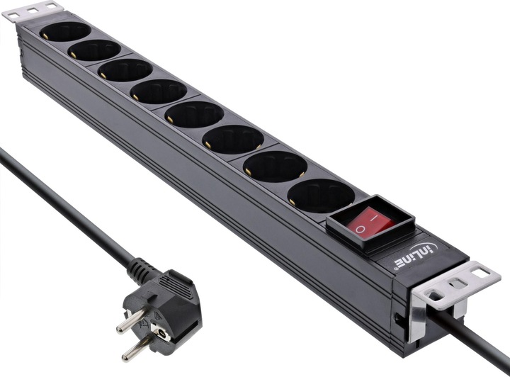 InLine 19" socket strip (8 x, CEE 7/3, 2 m)