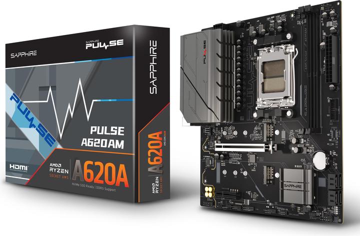 Immagine prodotto Sapphire PULSE A620AM 1xHDMI 1.4 1xDP 1.2 (AM5, AMD A620, mATX)