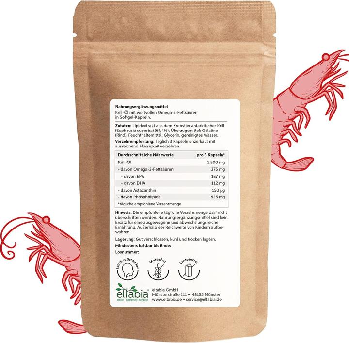 Produktbild Eltabia Krillöl Kapseln | Premium Krill Öl Reich an Astaxanthin, Omega 3,6 und 9 Fettsäuren (1 Stück, Kapseln)