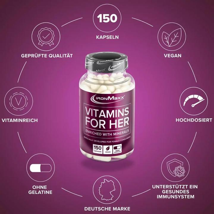 Actual product image IronMaxx Vitamins For Her (150 Piece, Capsules, 150 g)