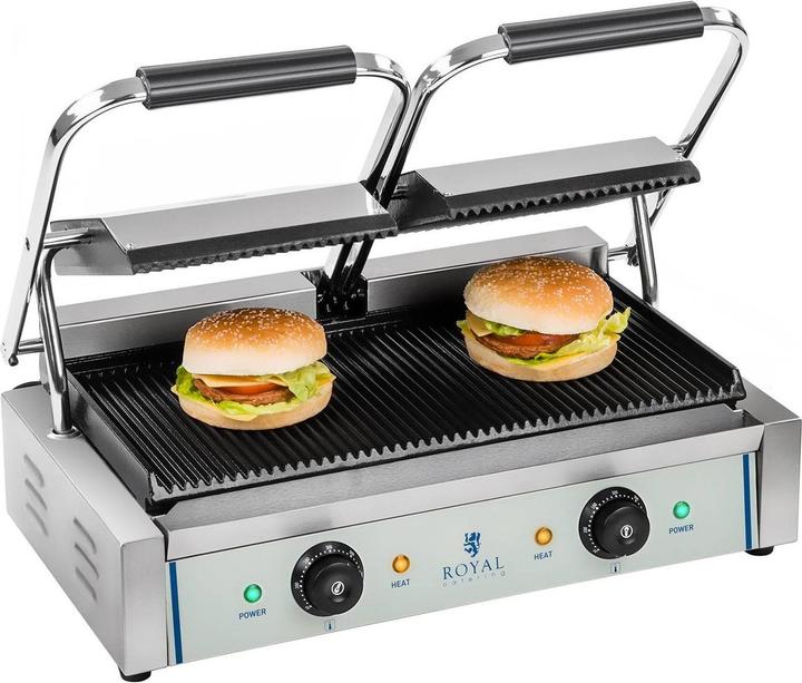 Produktbild Royal Catering Kontaktgrill Elektrogrill Elektro Doppel Panini Toaster Grill Edelstahl 2200W