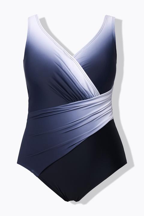 Actual product image Ulla Popken Gradient Wrap Loop One Piece Swimsuit (42)