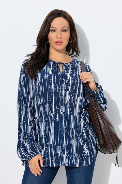 Actual product image Ulla Popken Geometric Anchor Print Blouse (62)
