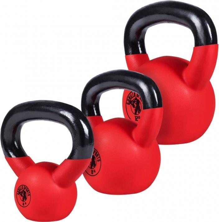 Gorilla Sports Kettlebell Set (3 x 8 kg, 3 x 4 kg, 3 x 12 kg)