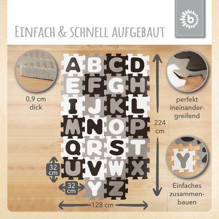 Image du produit Bieco Puzzlematte Buchstaben Schwarz-Weiss, 26-teilig (32 x 32 cm)