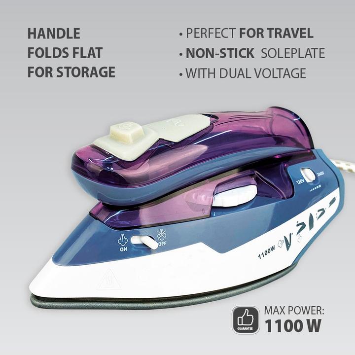 Actual product image Maestro Dampfbügeleisen MR-317T Reise-Bügeleisen 1100W Violett (1100 W)