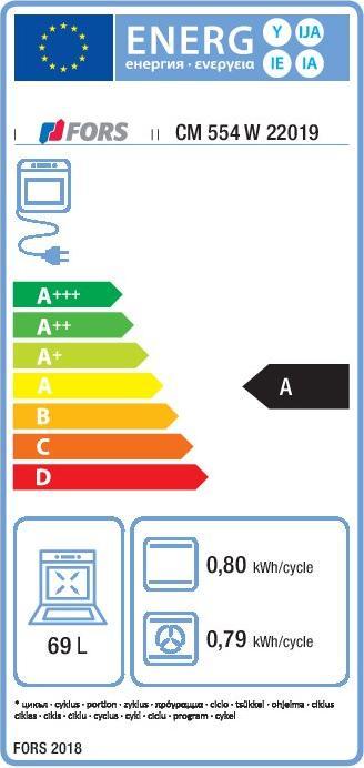 Energie-Label Fors Kochherd CM 554 W Weiss