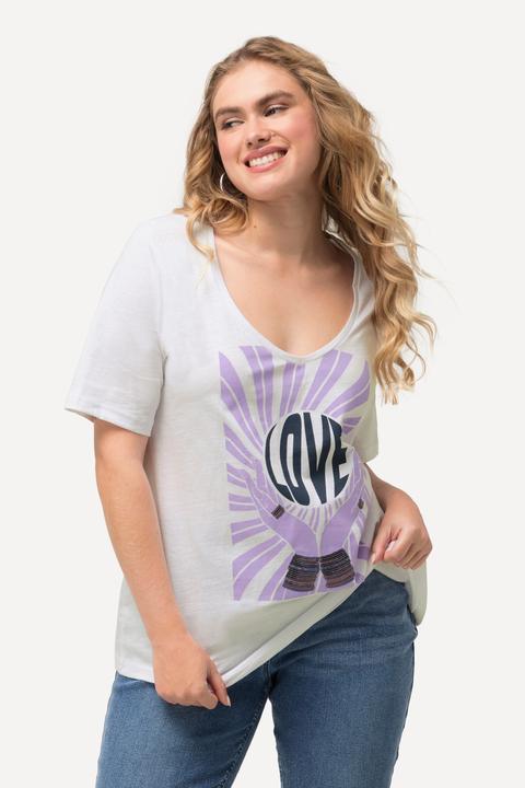 Produktbild Ulla Popken T-Shirt, Pailletten, Classic, V-Ausschnitt, Halbarm (46, 48)
