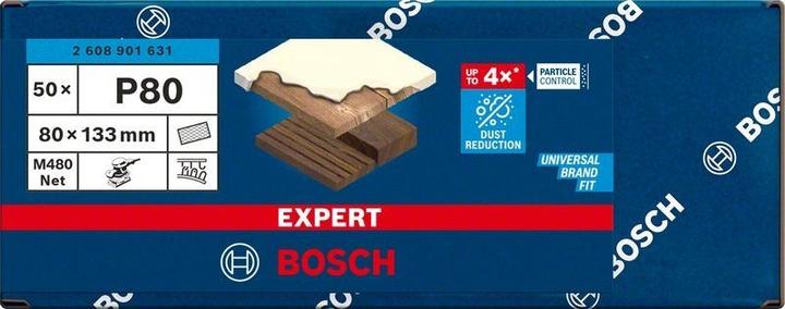 Image du produit Bosch Professional Zubehör Accessories 2608901631 Filet de ponçage pour ponceuse vibrante Grain 80 (L x l) 133mm x 80mm 50p. (80 Poids)