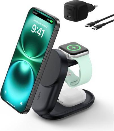Produktbild Belkin UltraCharge 25 Watt Qi2 Magnetic 3-in-1 Ladestation (25 W)