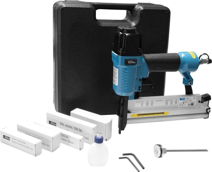 Produktbild Güde Druckluft Klammergerät Nagler 6 bar IG 1/4" ( 40220 ) + Sicherheitsschlagsperre + Öl + 1500x