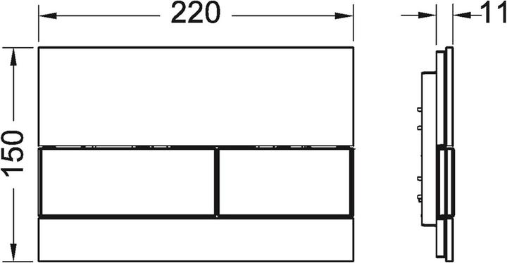 Actual product image TECE Square WC flush plate glass white, brushed stainless steel buttons